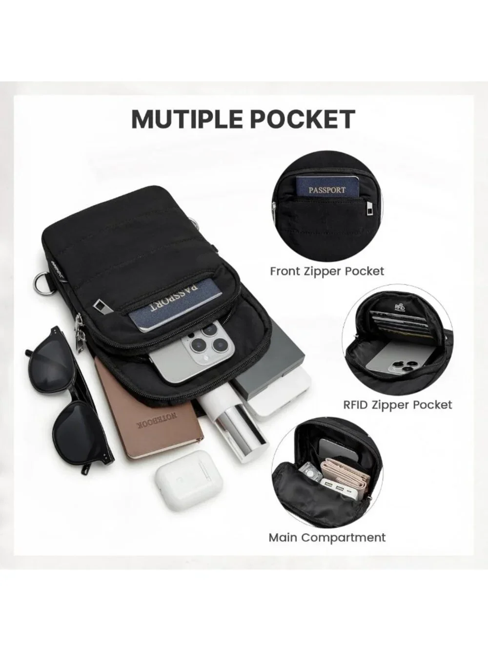 Lightweight Anti-Theft Crossbody Bag for Women | RFID Blocking Mini Sling Purse